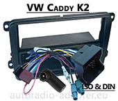 VW Caddy Radioblende Radioadapter DIN + ISO Autoradio Einbauset