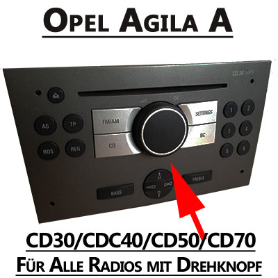 Autoradio Einbauset 1-DIN Opel Agila 00-07 Kabel Einbaurahmen charcoal-metallic 