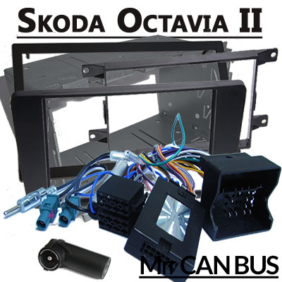 Skoda Octavia 2 1Z 04-08 2-DIN Autoradio Einbauset  Lenkradfernbedienungsadapter 